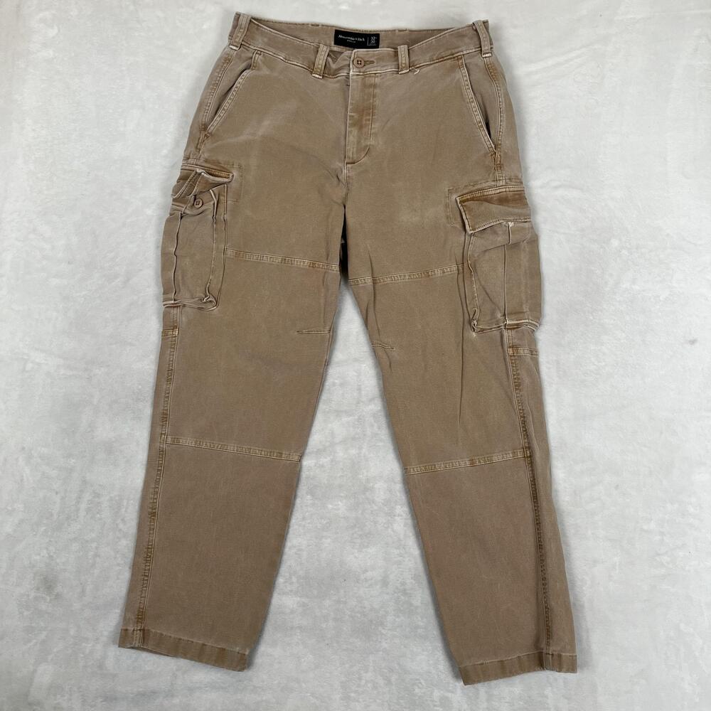 Abercrombie & Fitch Cargo Pants Mens 32x30 Brown Regular Fit Stretch Canvas